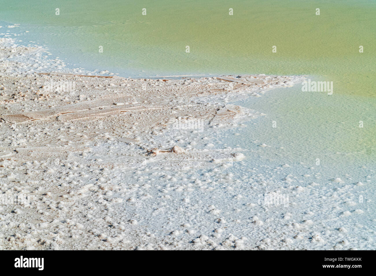 Salt lake, extraction of natural salt Stock Photo