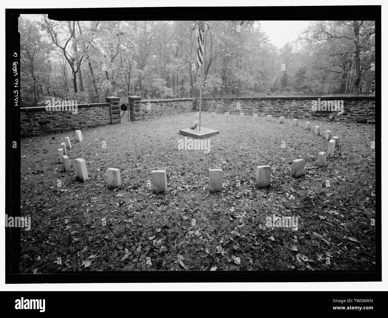 RING OF HEADSTONES INSIDE PERIMETER WALL. VIEW TO SOUTHWEST. Balls