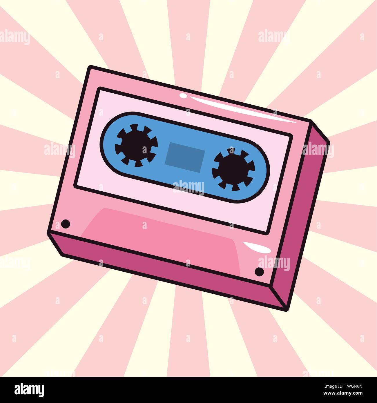 cassette comic pop art on white background vector illustration Stock Vector