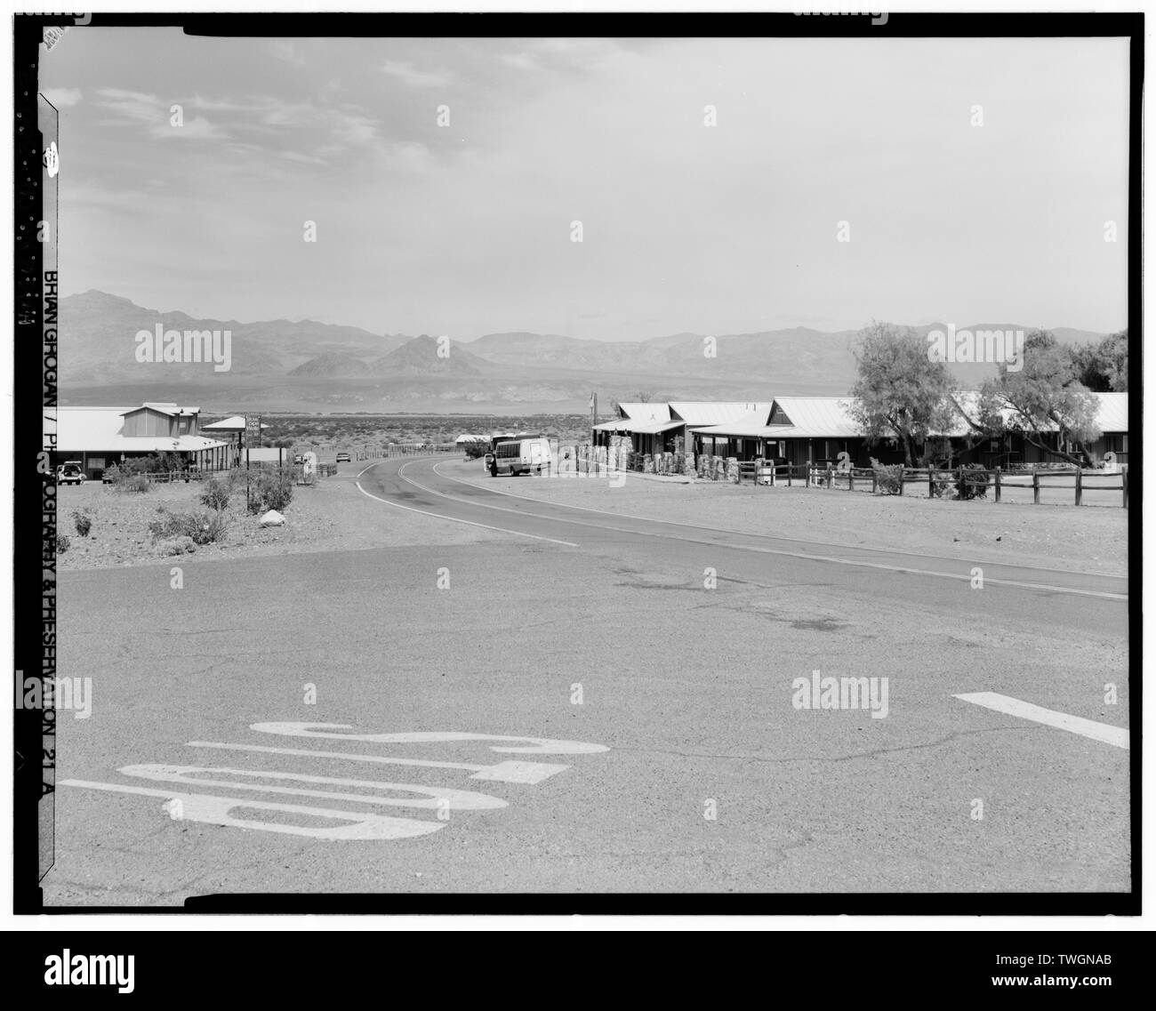 ROAD VIEW AT STOVEPIPE WELLS VILLAGE, HIGHWAY 190. LOOKING E. Death Valley National Park Roads