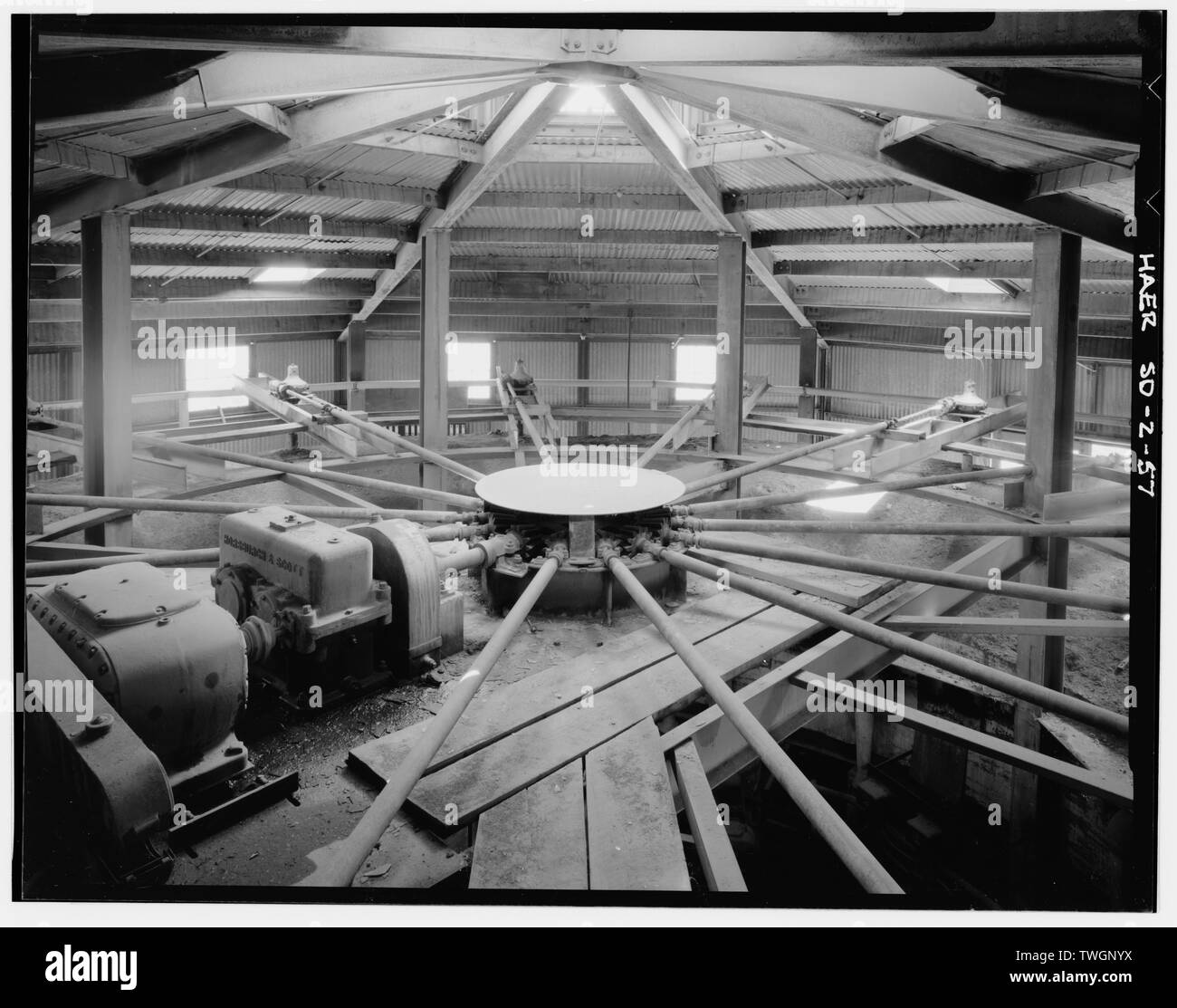 ROASTER ADDITION INTERIOR FROM SOUTHWEST, VIEW OF RABBLE DRIVE SYSTEM