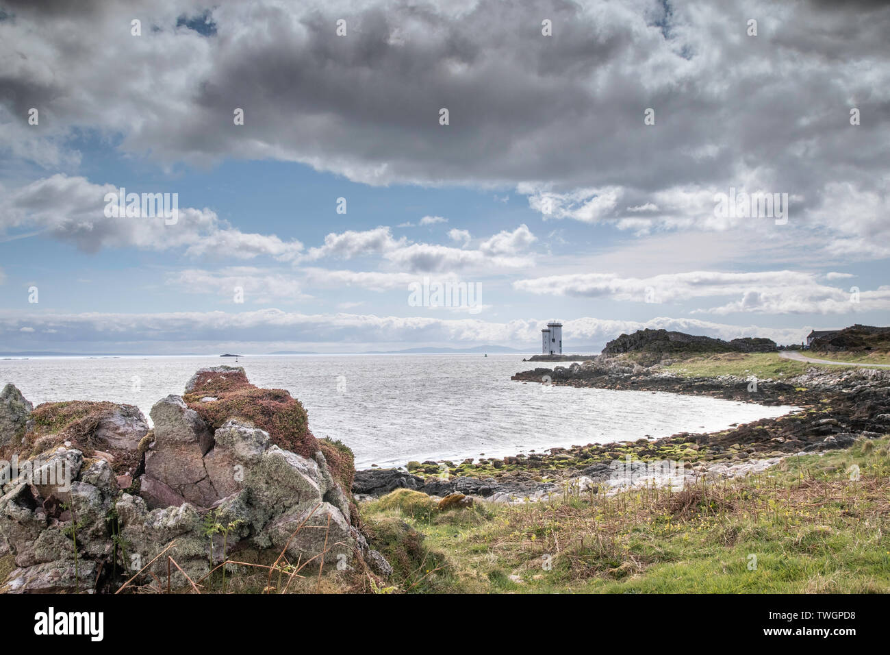 Carraig Fhada Lighthouse, Port Ellen, Islay, Scotland Stock Photo