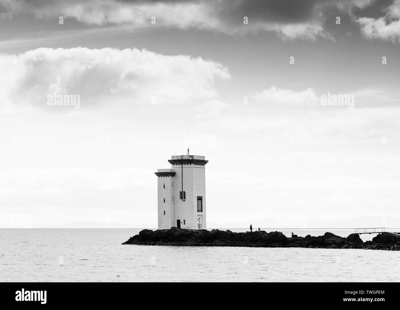 Carraig Fhada Lighthouse, Port Ellen, Islay, Scotland Stock Photo