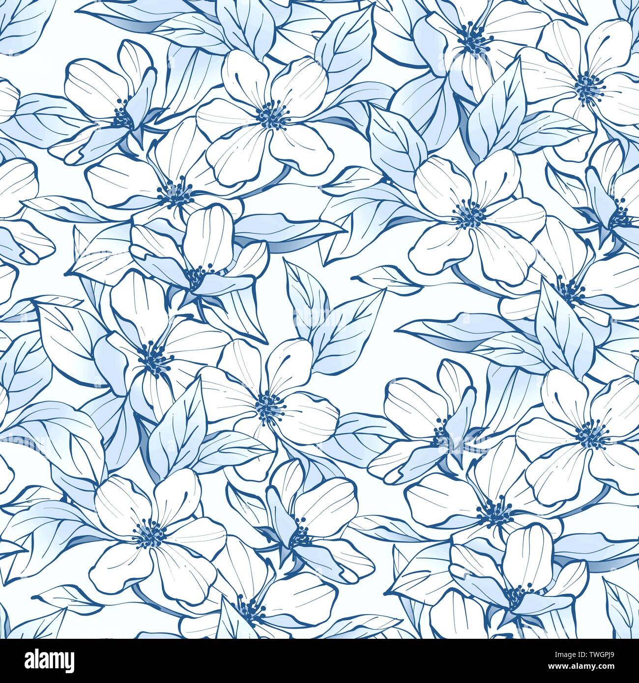Seamless floral pattern with white flowers Stock Photo - Alamy