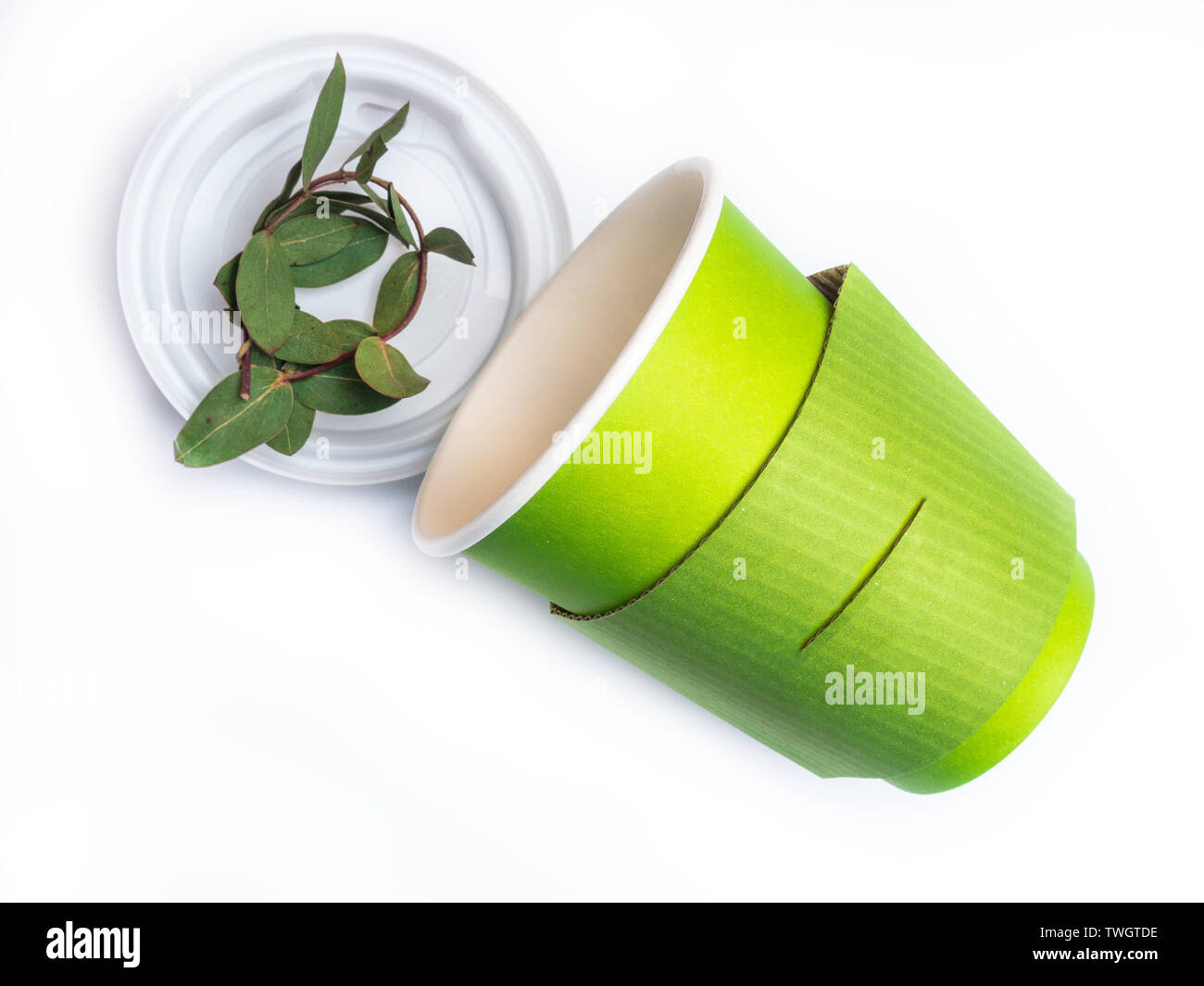Natural fgreen paper coffee cup isolated on white background Stock ...