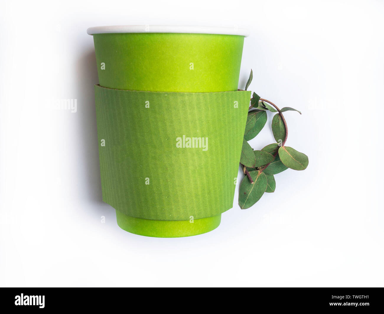 Natural fgreen paper coffee cup isolated on white background Stock ...
