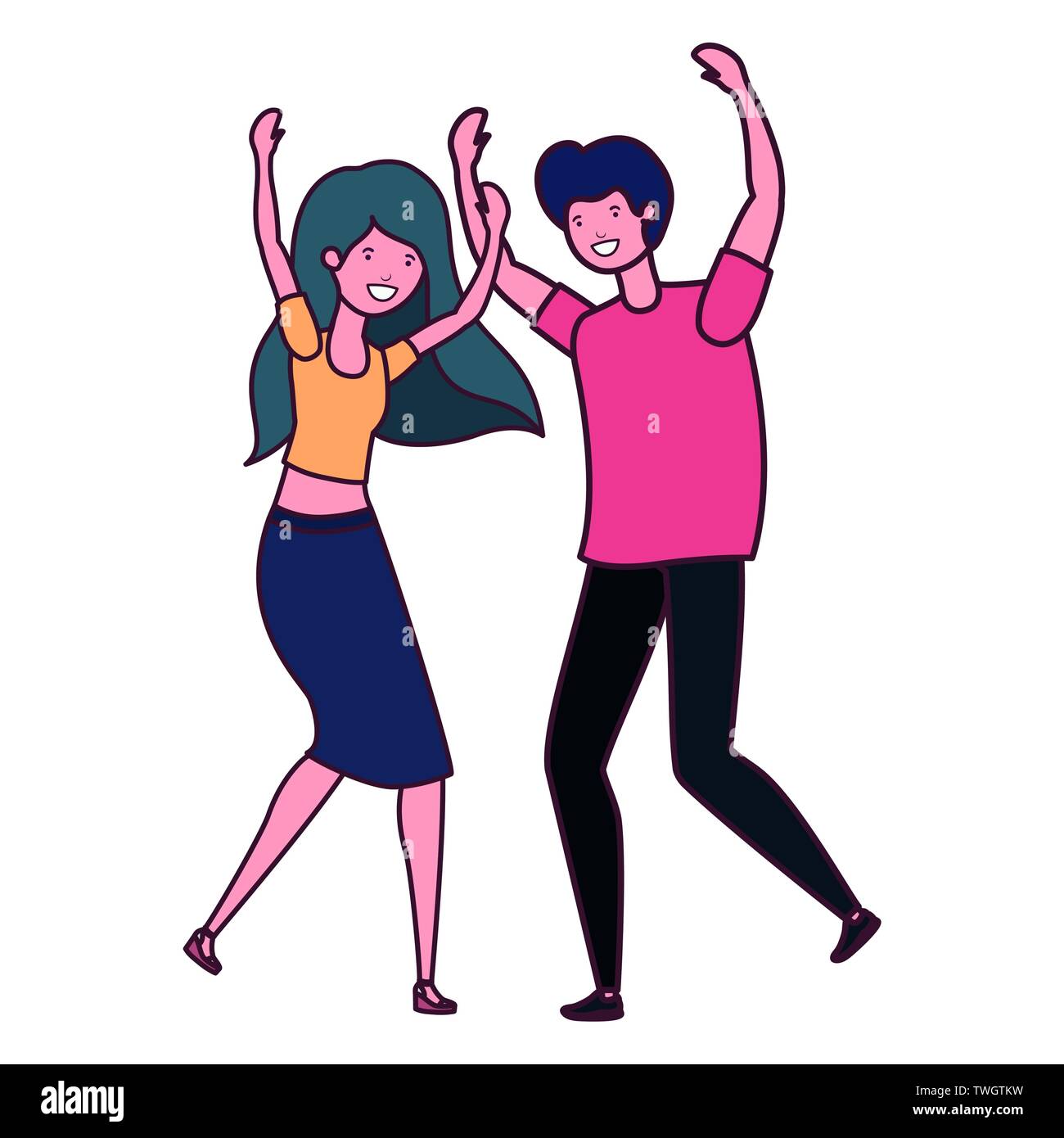young couple dancing in white background Stock Vector Image & Art - Alamy
