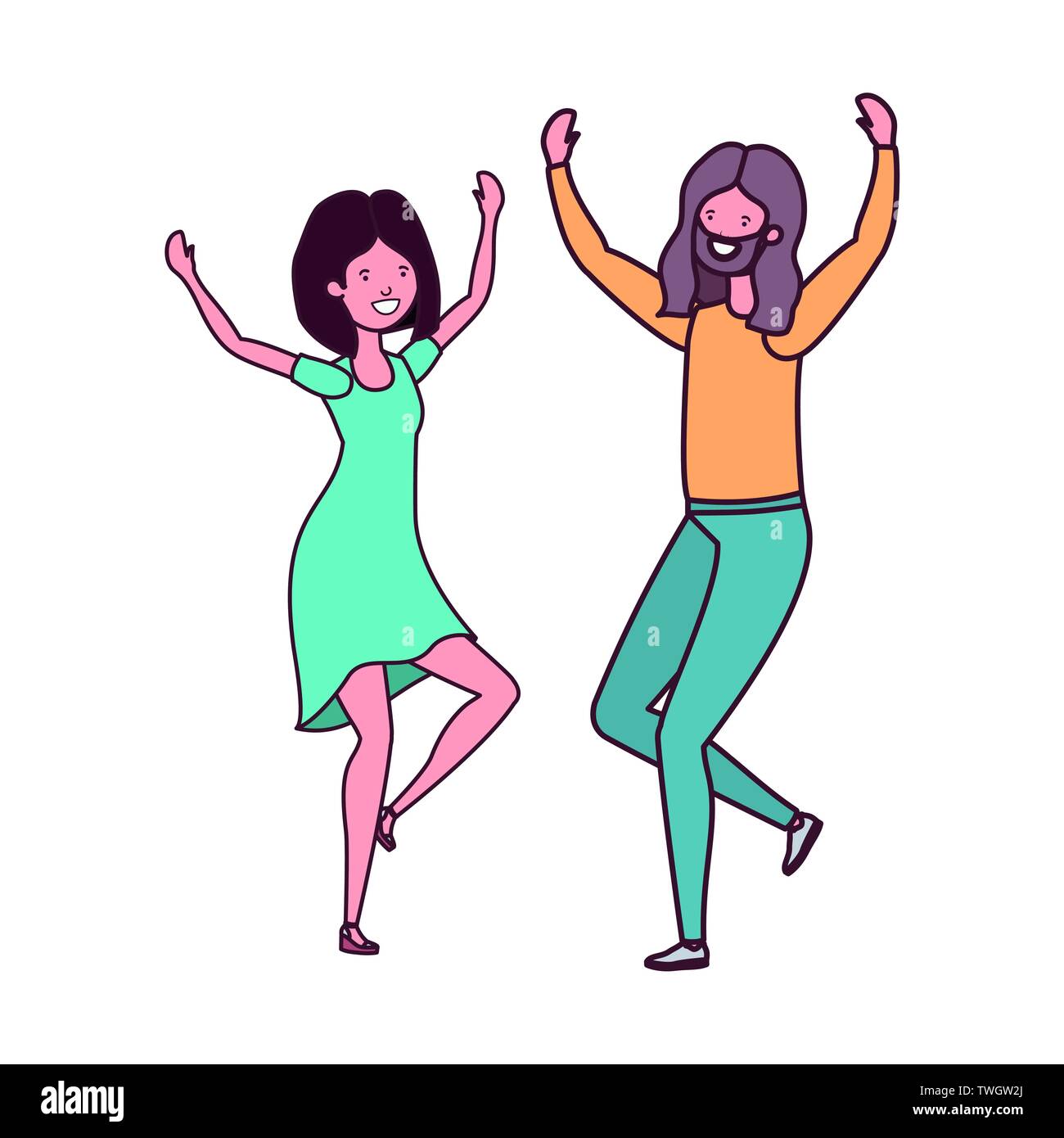 young couple dancing in white background Stock Vector Image & Art - Alamy