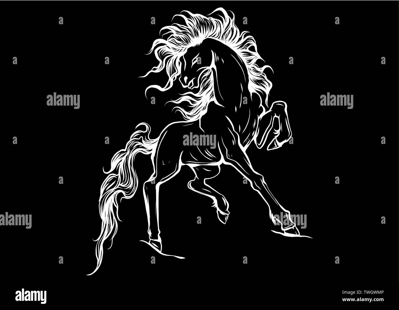 Vector silhouette of a running horse illustration Stock Vector Image
