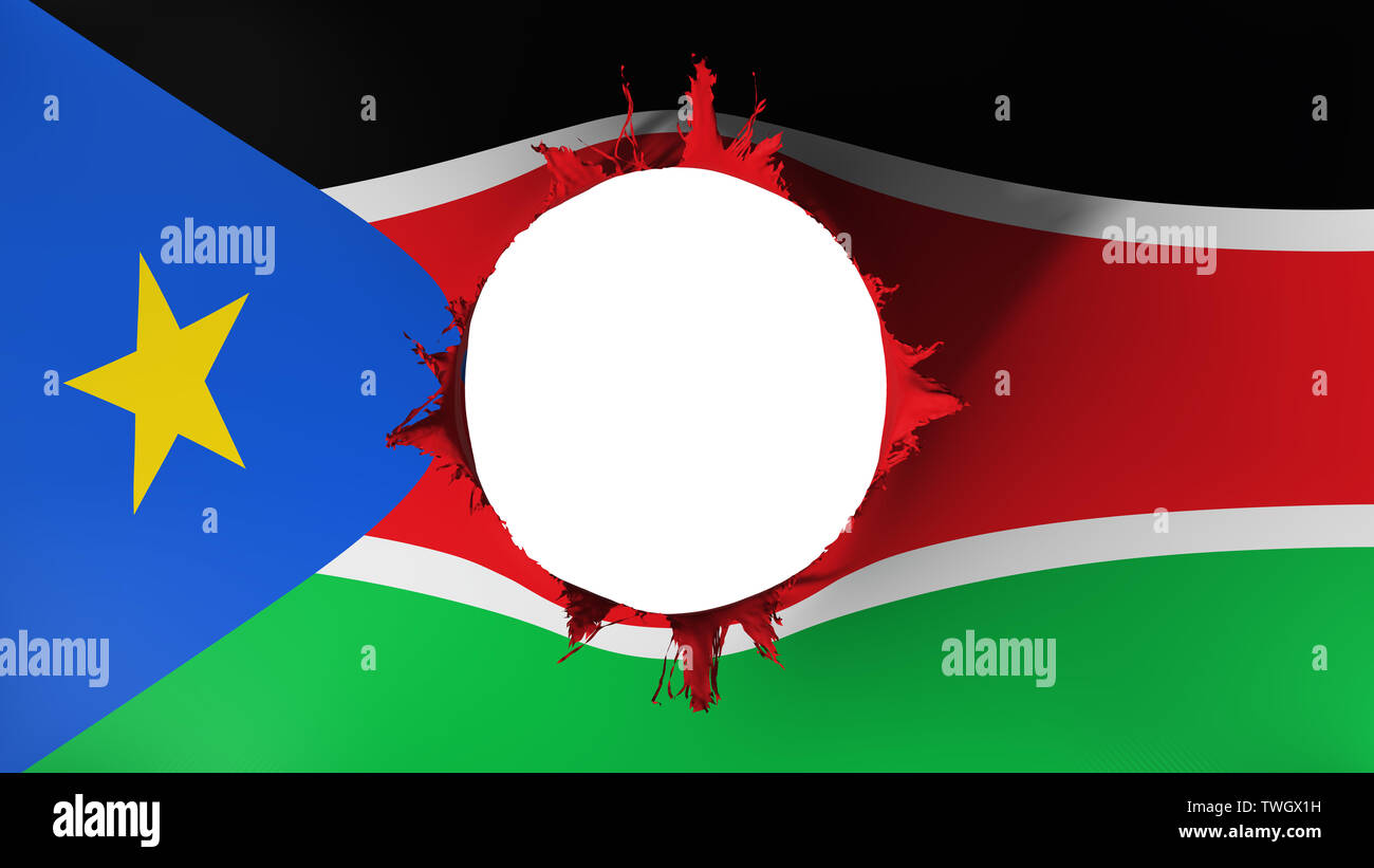 Hole cut in the flag of South Sudan Stock Photo - Alamy