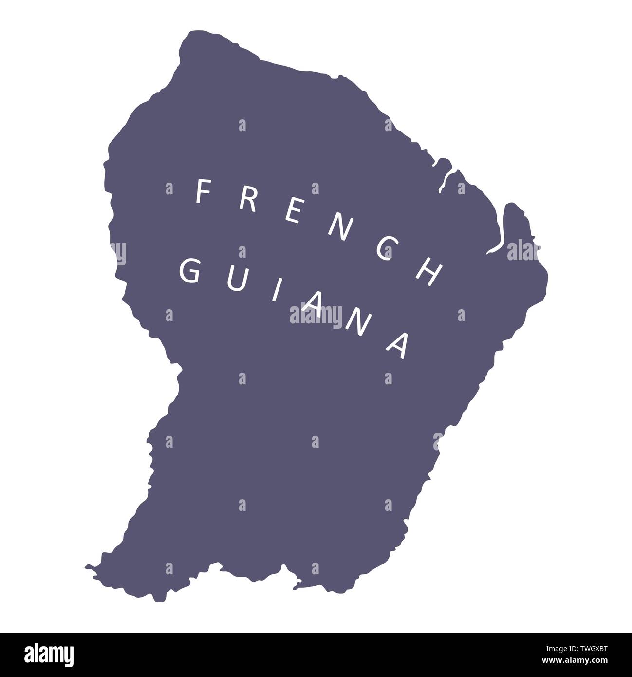 French Guiana silhouette map isolated on white background Stock Vector