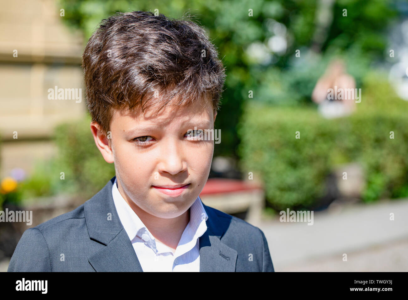 Absolvent, going for success, graduate, finishing school. End of the school year. Boy portrait. Stock Photo