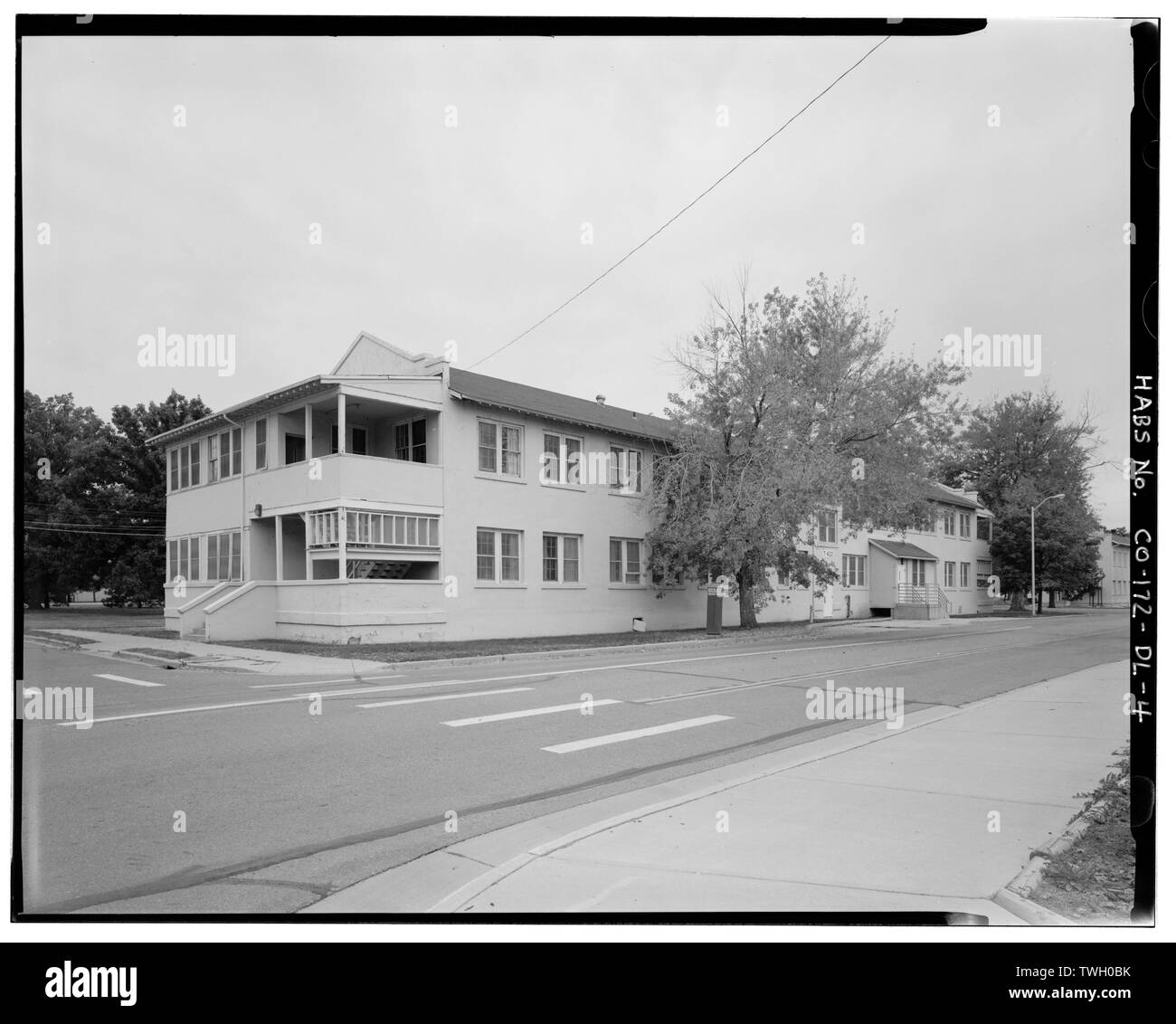 Rear (north) and east sides - Fitzsimons General Hospital, Nurses' Tubercular Ward-Nurses' Infirmary, West Harlow Avenue and South Hickey Street, Southwest corner, Aurora, Adams County, CO Stock Photo