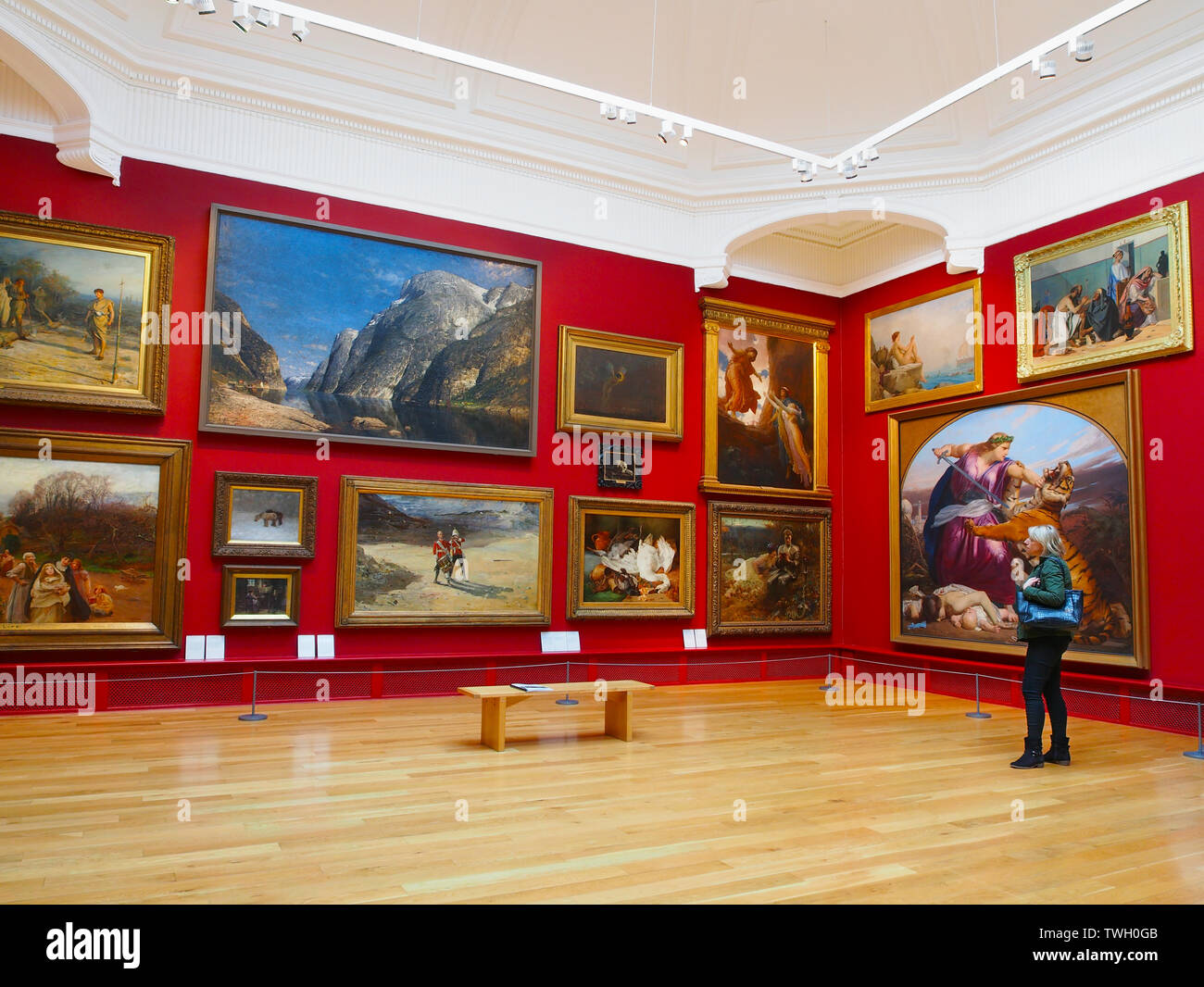One of the main galleries in Leeds Art Gallery, Yorkshire, England, UK. Stock Photo