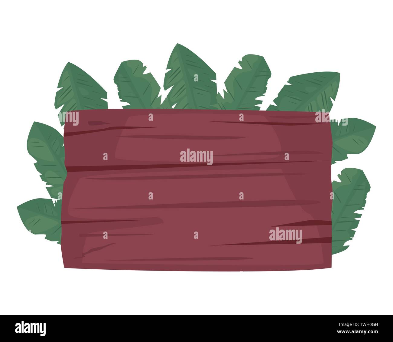 hello summer wooden board tropical leaves vector illustration Stock ...