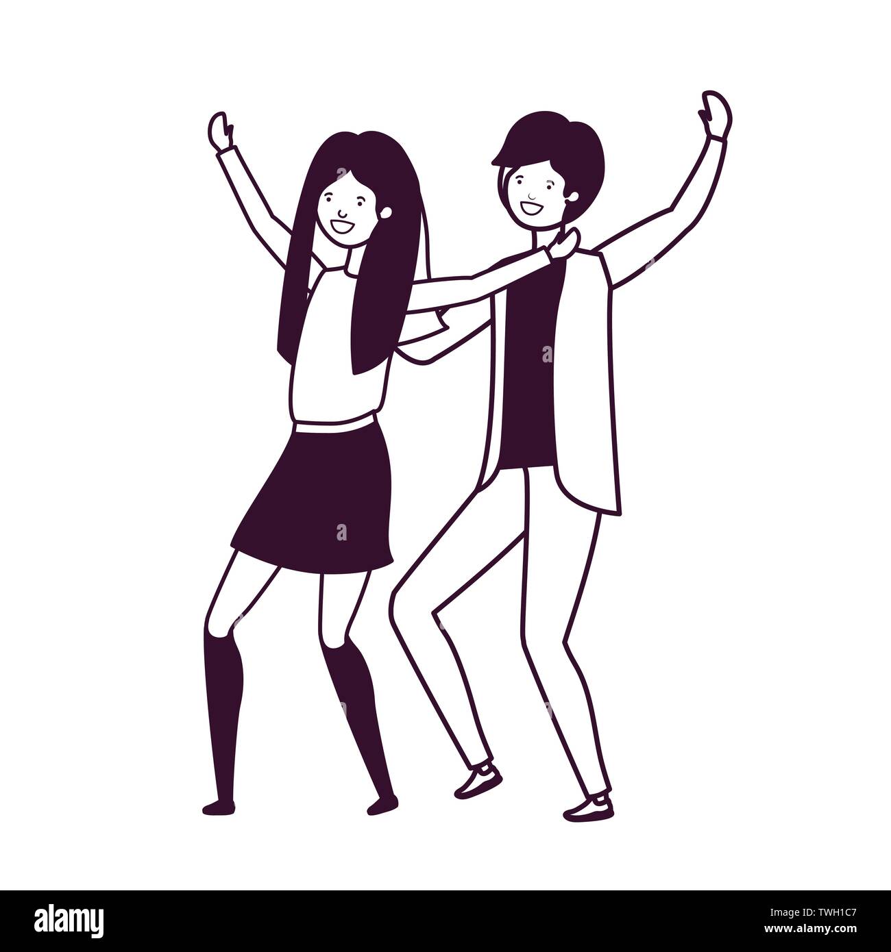 silhouette of young couple dancing in white background Stock Vector ...