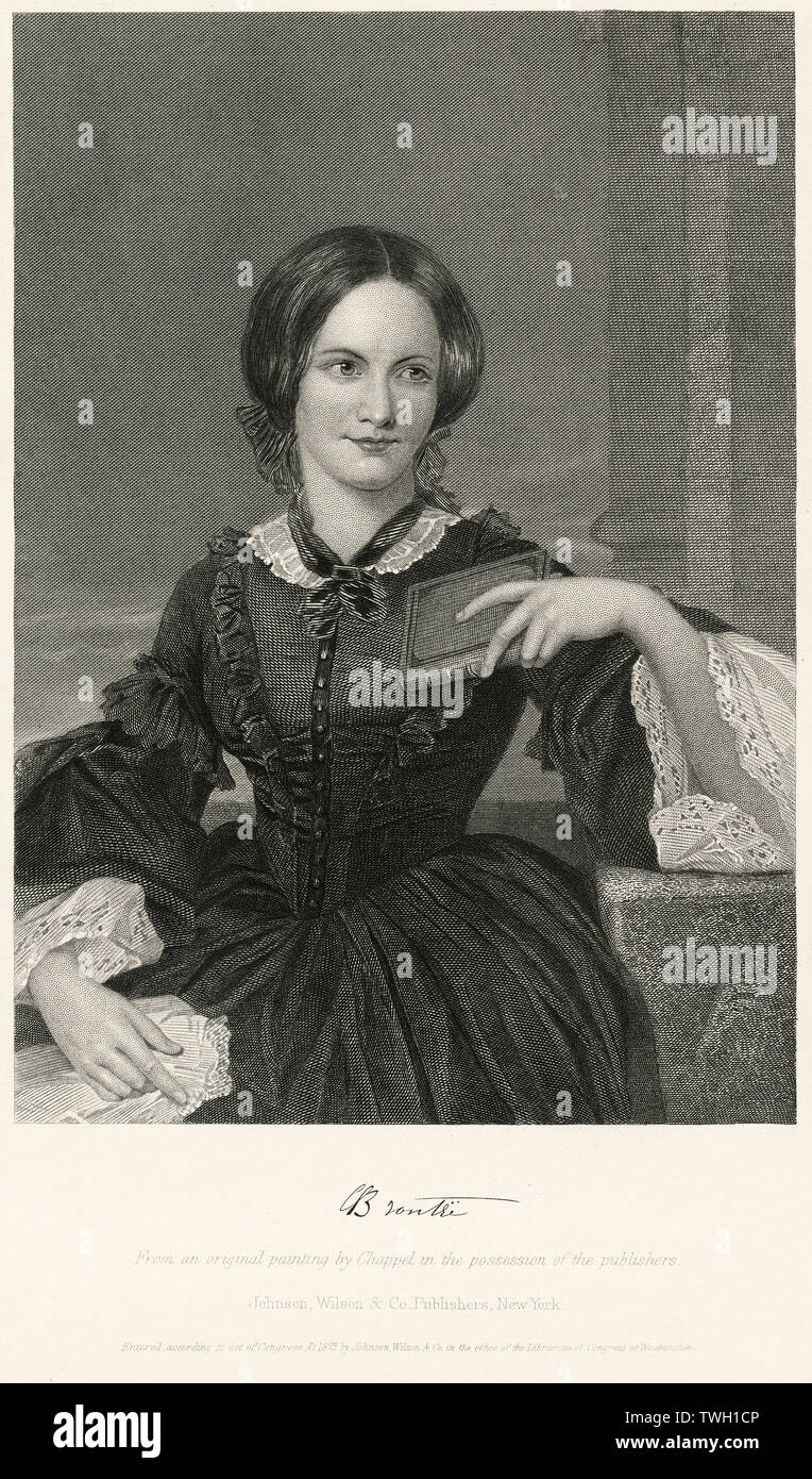 Charlotte Bronte 1816 55 English Novelist And Poet Half Length Seated Portrait Steel Engraving Portrait Gallery Of Eminent Men And Women Of Europe And America By Evert A Duyckinck Published By Henry J Johnson
