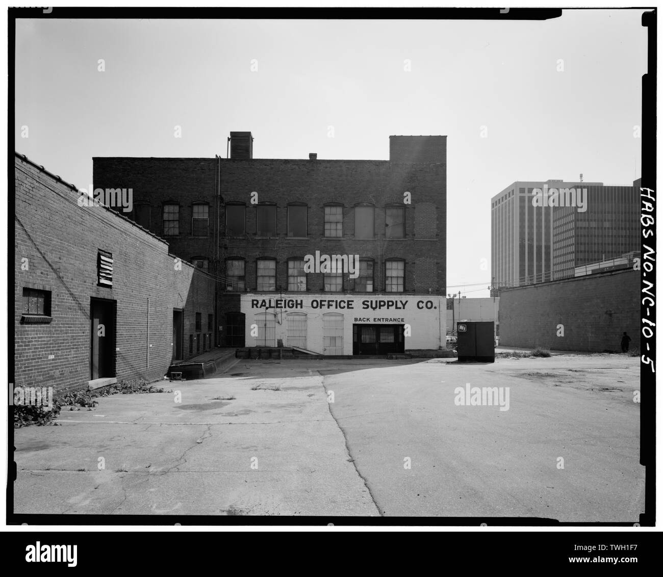 Rear facade - Barber-Towler Building (Commercial Building), 123 East Martin Street, Raleigh, Wake County, NC Stock Photo