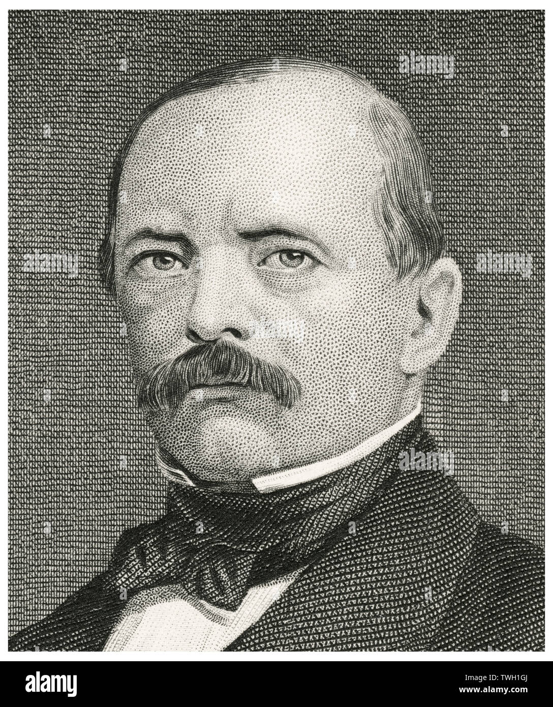 Otto von Bismarck (1815-98), Prussian Statesman and First Chancellor of the German Empire 1871-90, Head and Shoulders Portrait, Steel Engraving, Portrait Gallery of Eminent Men and Women of Europe and America by Evert A. Duyckinck, Published by Henry J. Johnson, Johnson, Wilson & Company, New York, 1873 Stock Photo