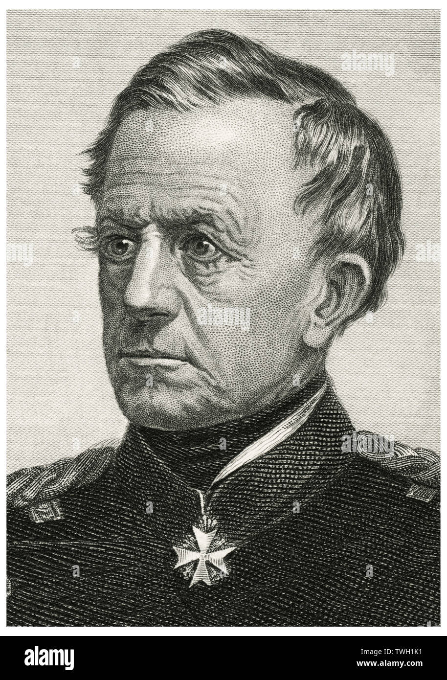 Helmuth von Moltke (1800-91), the Elder, Prussian Field Marshal and Chief of the German General Staff, Head and Shoulders Portrait, Steel Engraving, Portrait Gallery of Eminent Men and Women of Europe and America by Evert A. Duyckinck, Published by Henry J. Johnson, Johnson, Wilson & Company, New York, 1873 Stock Photo