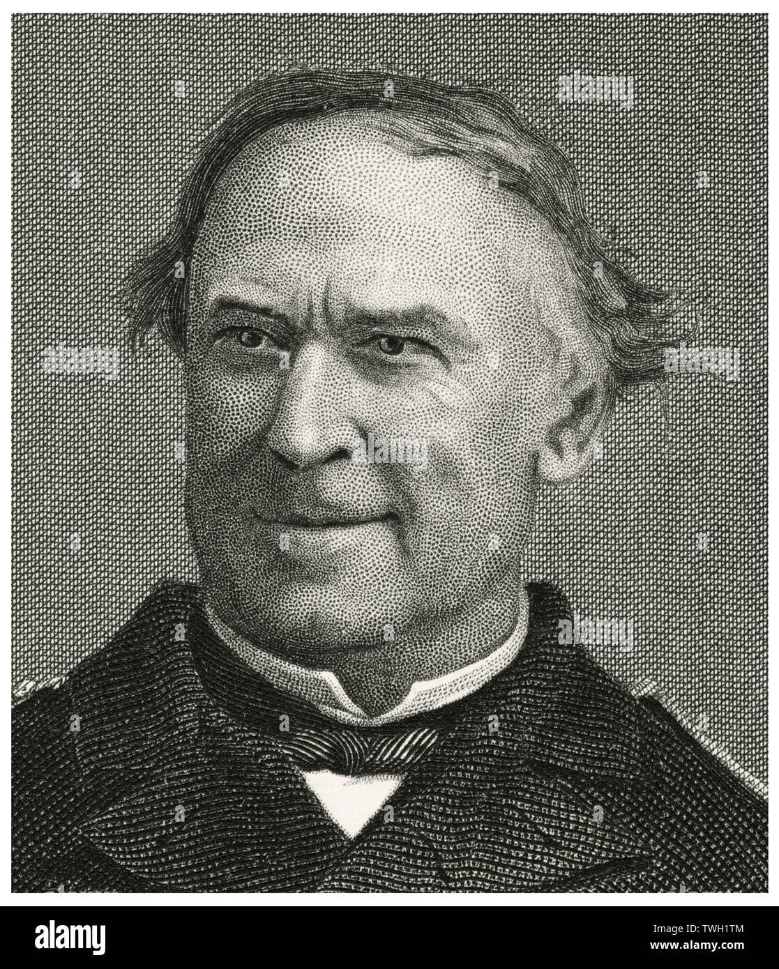 David G. Farragut (1801-70), American Admiral, U.S. Navy, Head and Shoulders Portrait, Steel Engraving, Portrait Gallery of Eminent Men and Women of Europe and America by Evert A. Duyckinck, Published by Henry J. Johnson, Johnson, Wilson & Company, New York, 1873 Stock Photo