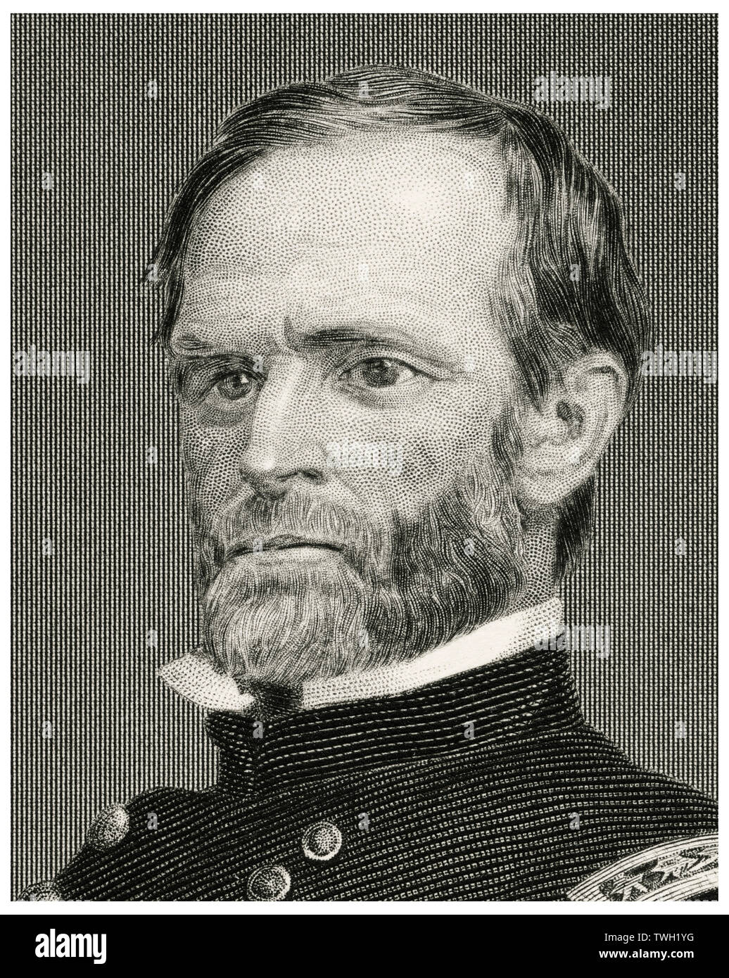 William Tecumseh Sherman (1820-91), Union General During American Civil War, Head and Shoulders Portrait, Steel Engraving, Portrait Gallery of Eminent Men and Women of Europe and America by Evert A. Duyckinck, Published by Henry J. Johnson, Johnson, Wilson & Company, New York, 1873 Stock Photo
