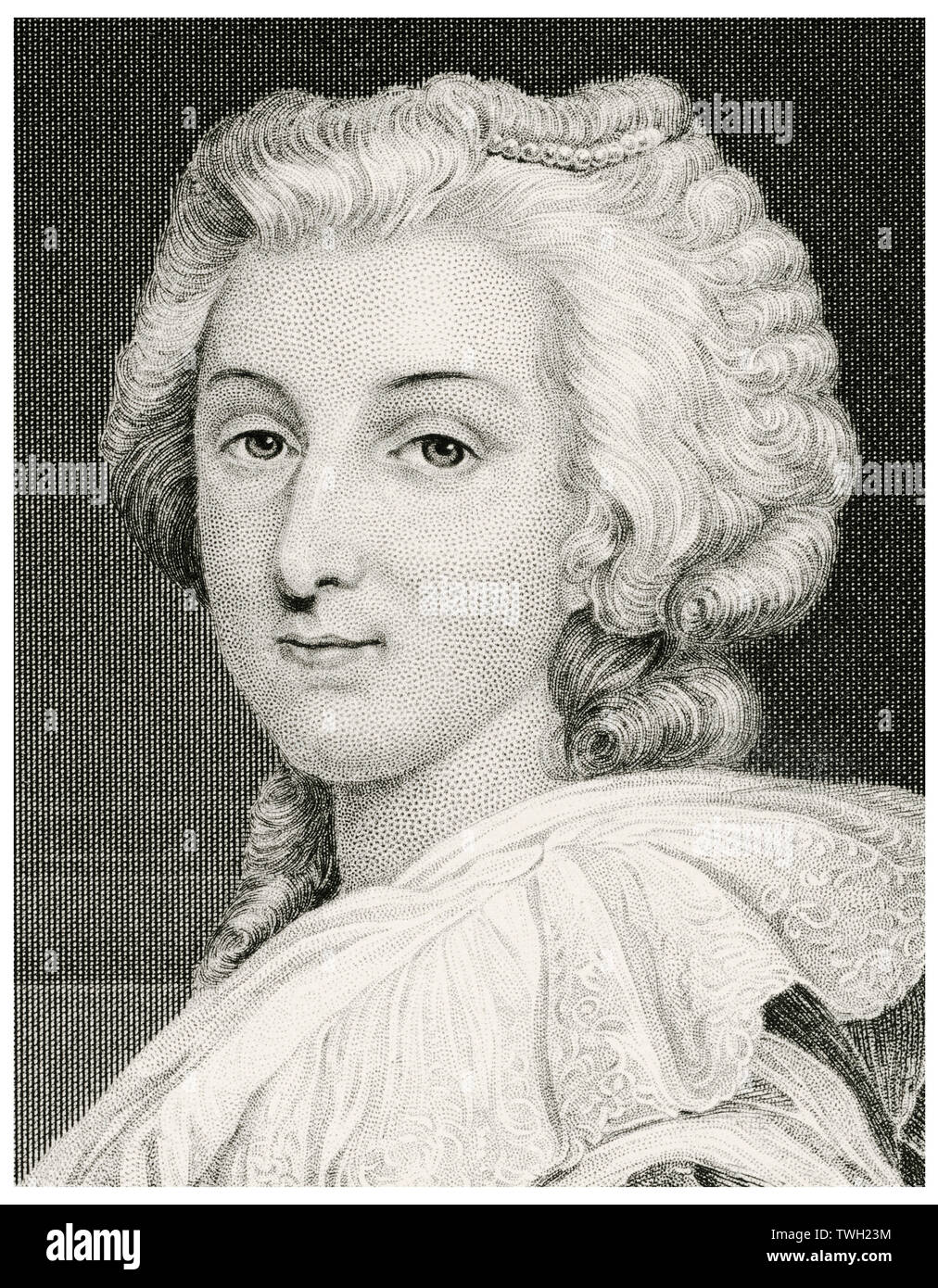 Marie Antoinette (1755-93), Queen of France, Wife of Louis XVI, Head and Shoulders Portrait, Steel Engraving, Portrait Gallery of Eminent Men and Women of Europe and America by Evert A. Duyckinck, Published by Henry J. Johnson, Johnson, Wilson & Company, New York, 1873 Stock Photo