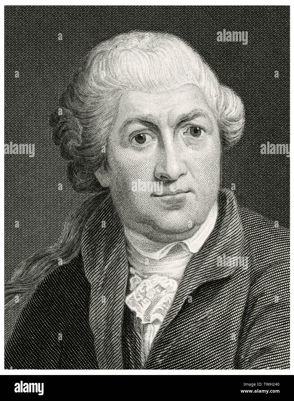 David Garrick (1717-79), English Actor, Playwright, Theater Manager and Poet, Head and Shoulders Portrait, Steel Engraving, Portrait Gallery of Eminent Men and Women of Europe and America by Evert A. Duyckinck, Published by Henry J. Johnson, Johnson, Wilson & Company, New York, 1873 Stock Photo