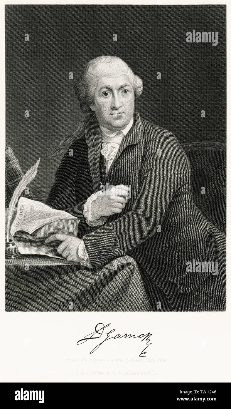 David Garrick (1717-79), English Actor, Playwright, Theater Manager and Poet, Half-Length Portrait, Steel Engraving, Portrait Gallery of Eminent Men and Women of Europe and America by Evert A. Duyckinck, Published by Henry J. Johnson, Johnson, Wilson & Company, New York, 1873 Stock Photo