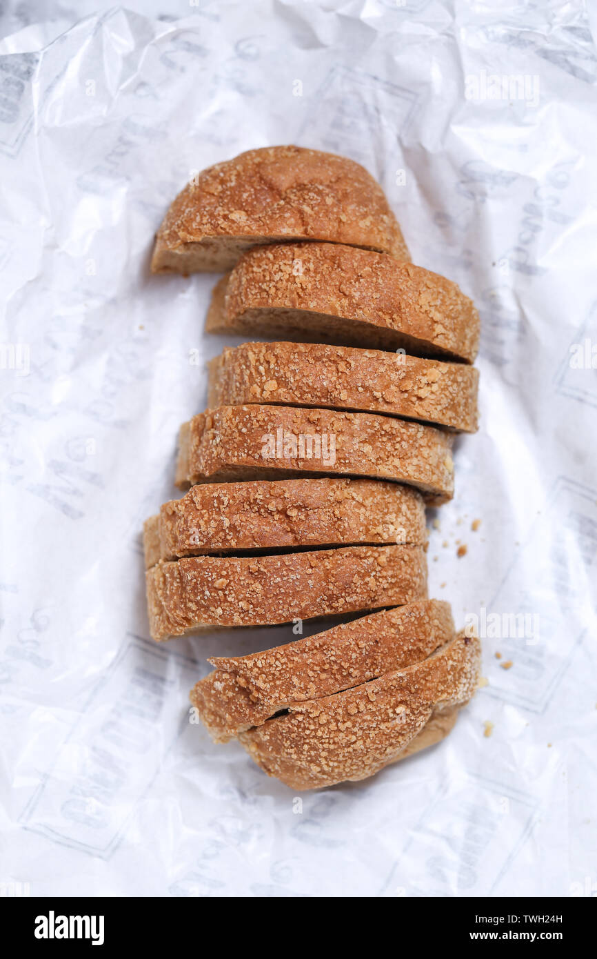 Cut red bean brown sugar bread Stock Photo