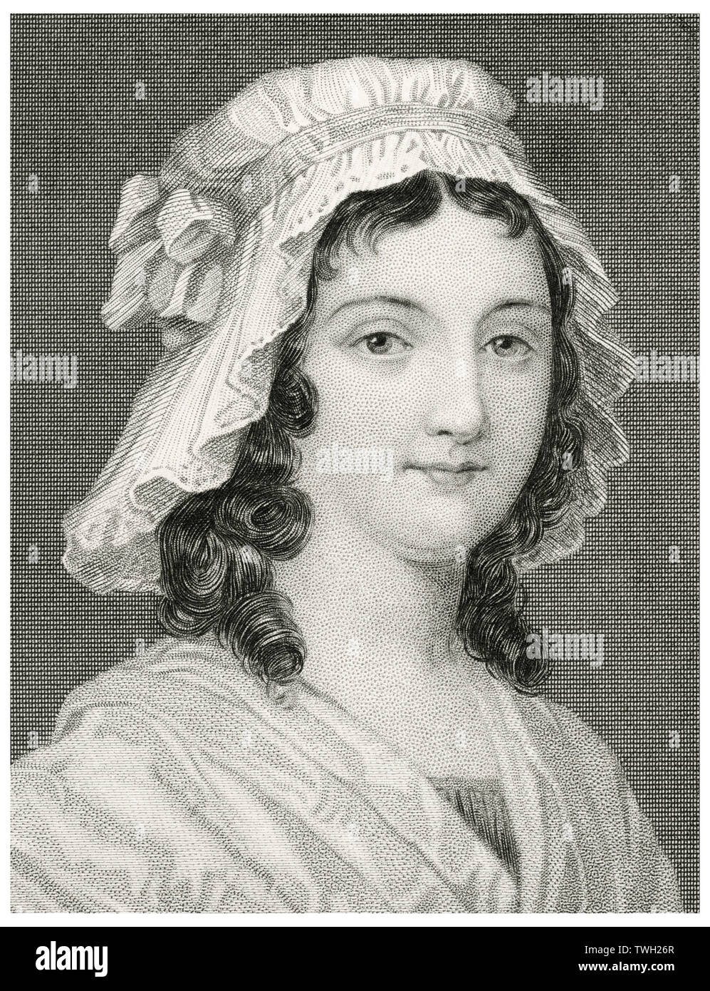 Charlotte Corday (1768-93), Executed by Guillotine for the Assassination of Jacobin Leader Jean-Paul Marat during French Revolution, Head and Shoulders Portrait, Steel Engraving, Portrait Gallery of Eminent Men and Women of Europe and America by Evert A. Duyckinck, Published by Henry J. Johnson, Johnson, Wilson & Company, New York, 1873 Stock Photo