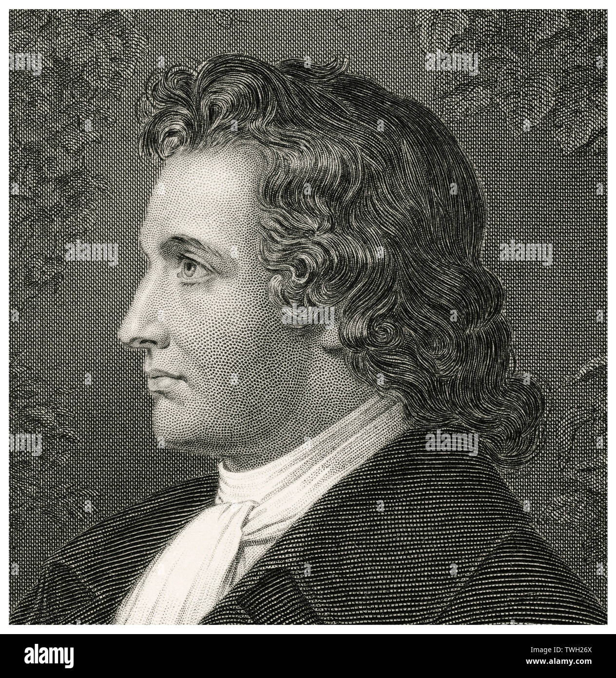 Johann Wolfgang von Goethe (1749-1832), German Writer and Statesman, Head and Shoulders Portrait, Steel Engraving, Portrait Gallery of Eminent Men and Women of Europe and America by Evert A. Duyckinck, Published by Henry J. Johnson, Johnson, Wilson & Company, New York, 1873 Stock Photo