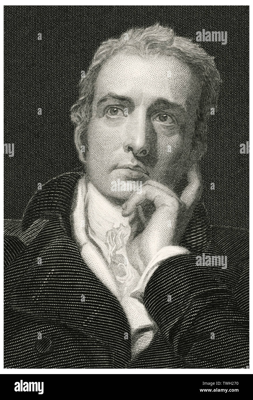 John Philip Kemble (1757-1823), English Actor, Head and Shoulders Portrait, Steel Engraving, Portrait Gallery of Eminent Men and Women of Europe and America by Evert A. Duyckinck, Published by Henry J. Johnson, Johnson, Wilson & Company, New York, 1873 Stock Photo