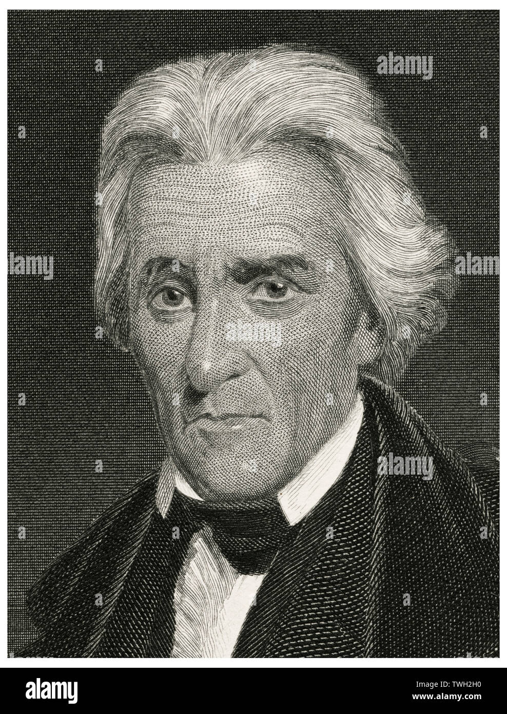 Andrew Jackson (1767-1845), Seventh President of the United States, Head and Shoulders Portrait, Steel Engraving, Portrait Gallery of Eminent Men and Women of Europe and America by Evert A. Duyckinck, Published by Henry J. Johnson, Johnson, Wilson & Company, New York, 1873 Stock Photo