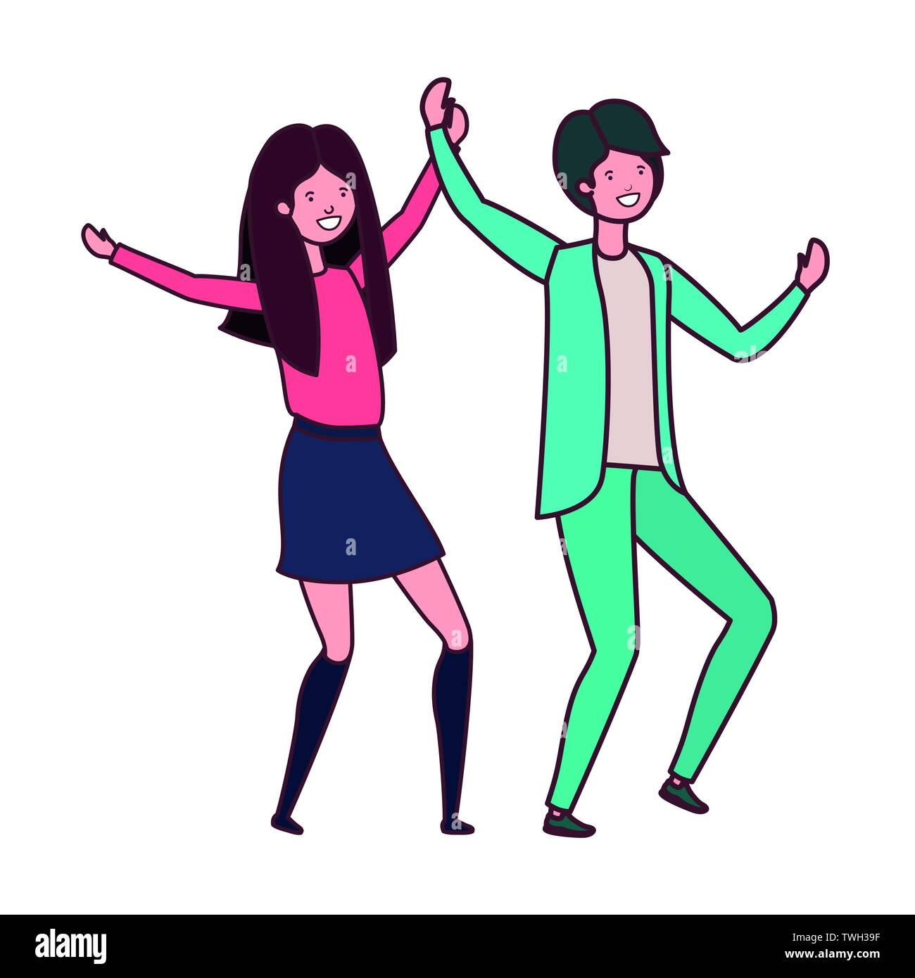young couple dancing in white background Stock Vector Image & Art - Alamy