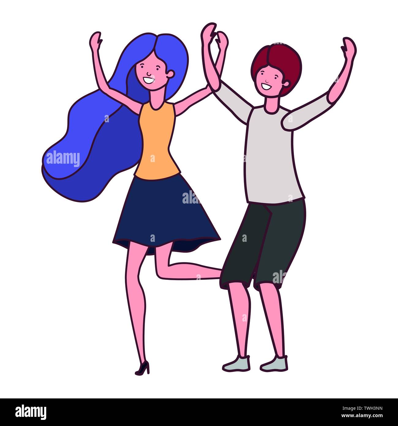 young couple dancing in white background Stock Vector Image & Art - Alamy