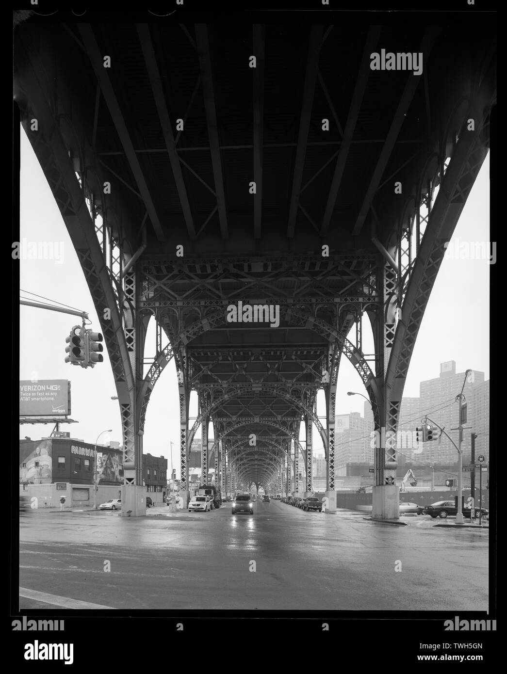 Riverside Drive Viaduct from West 129th Street intersection, looking