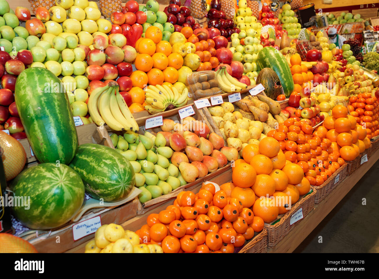 Fruits on a farm market Stock Photo Alamy