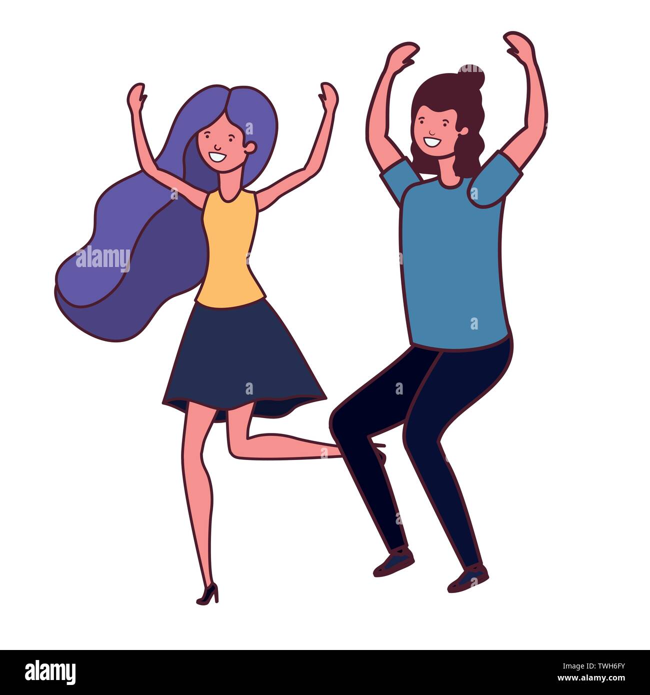 young couple dancing in white background Stock Vector Image & Art - Alamy