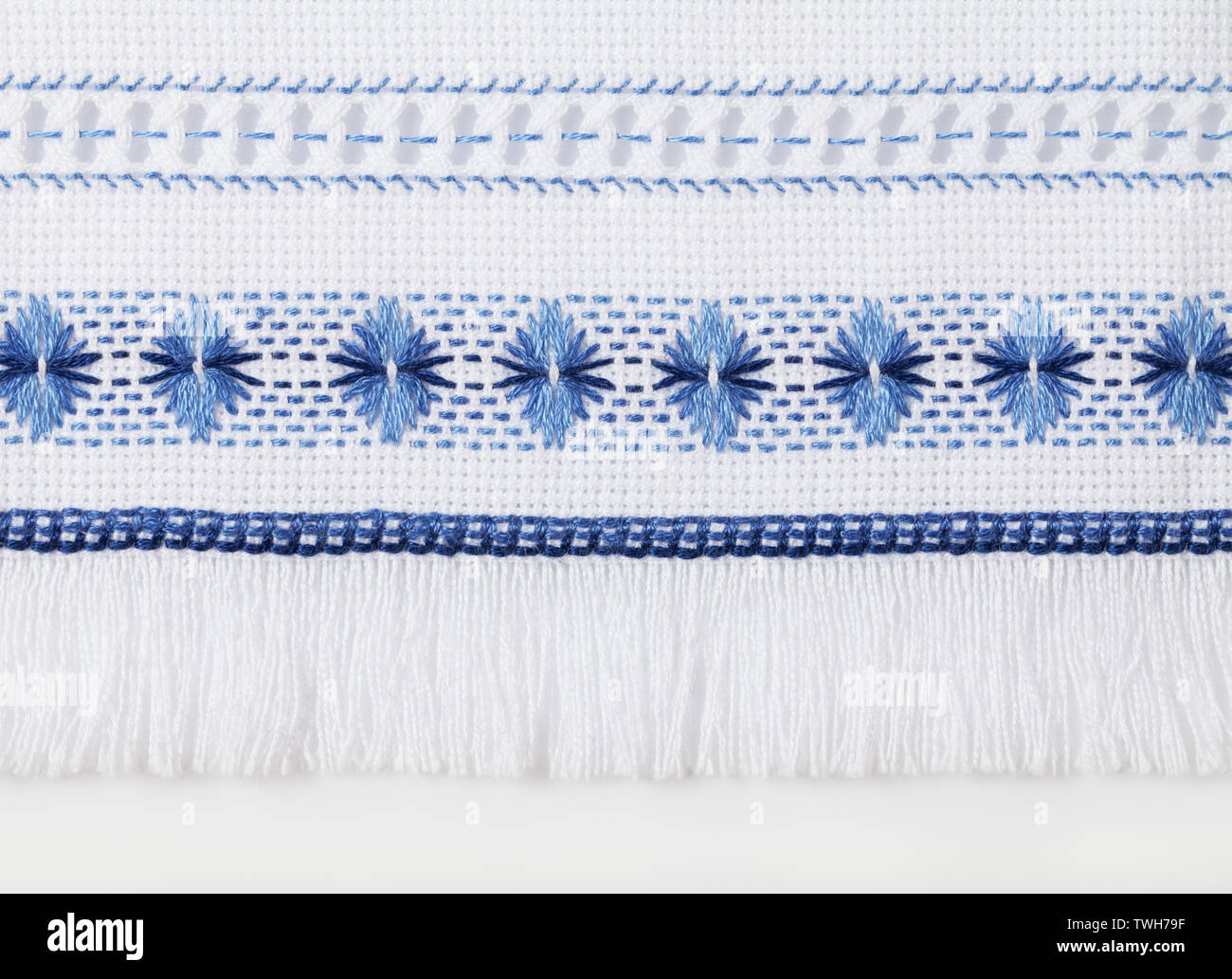 Traditional Ukrainian national pattern. Two-color embroidery on white ...