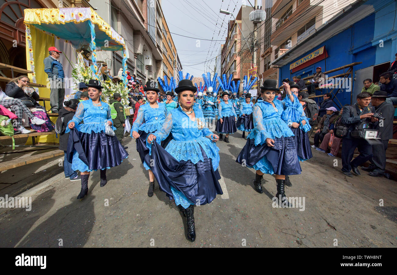 Cholitas celebrating at the Gran Poder Festival, La Paz, Bolivia Stock