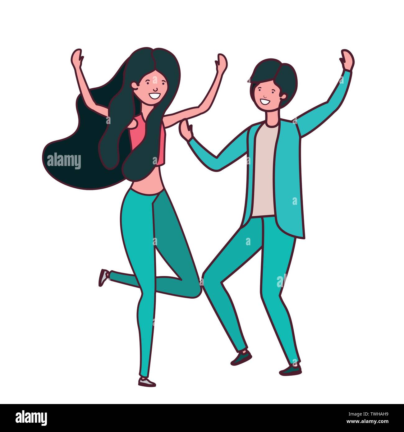 young couple dancing in white background Stock Vector Image & Art - Alamy