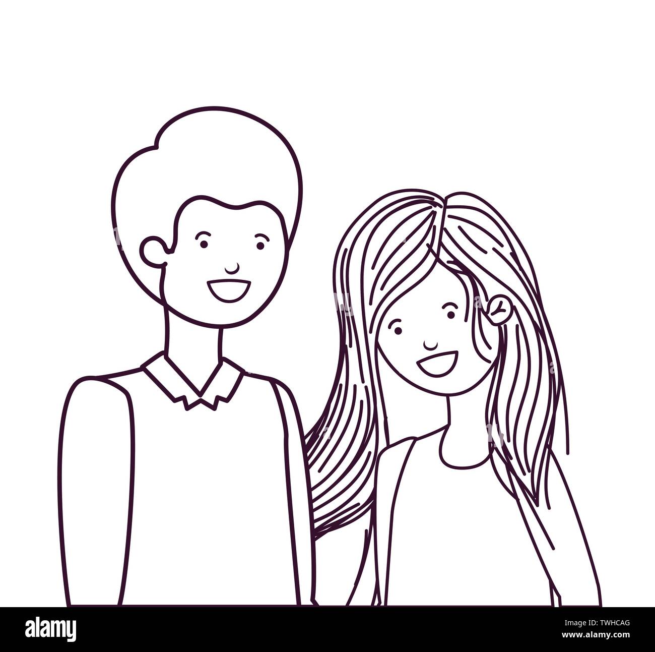 silhouette of young couple in white background Stock Vector Image & Art ...