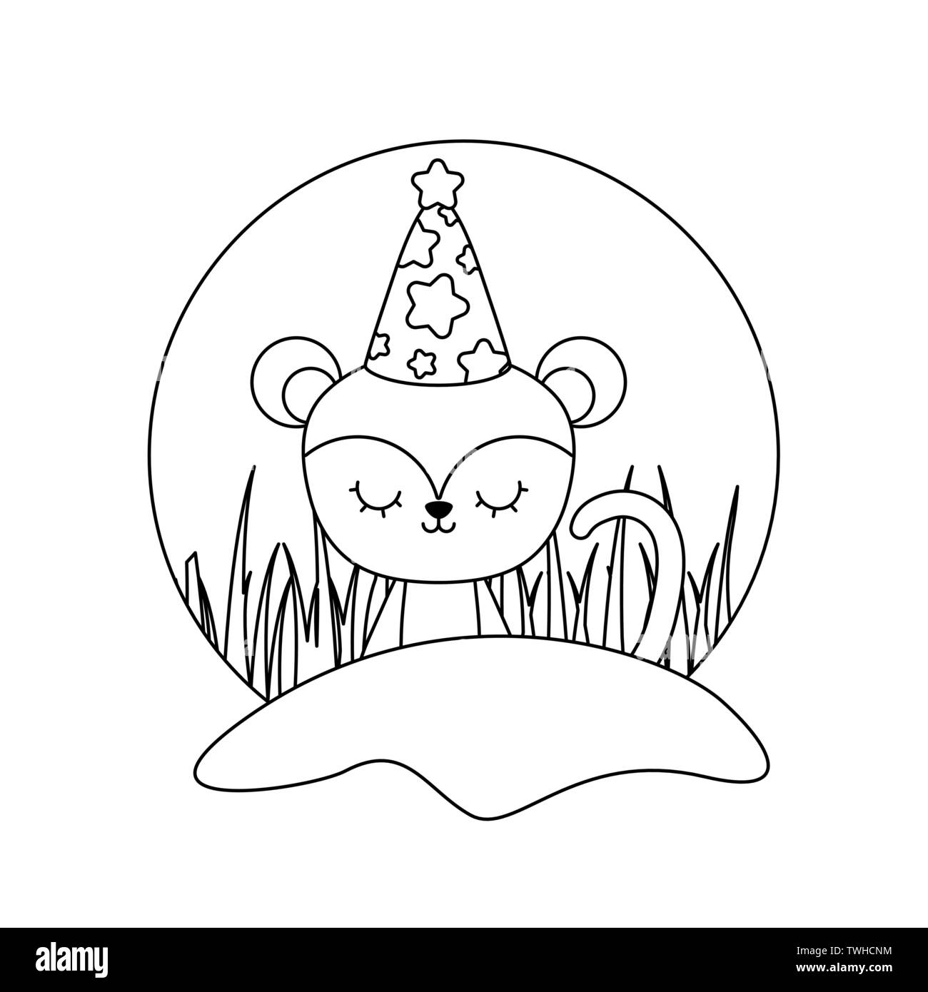 cute monkey animal with hat party vector illustration design Stock ...