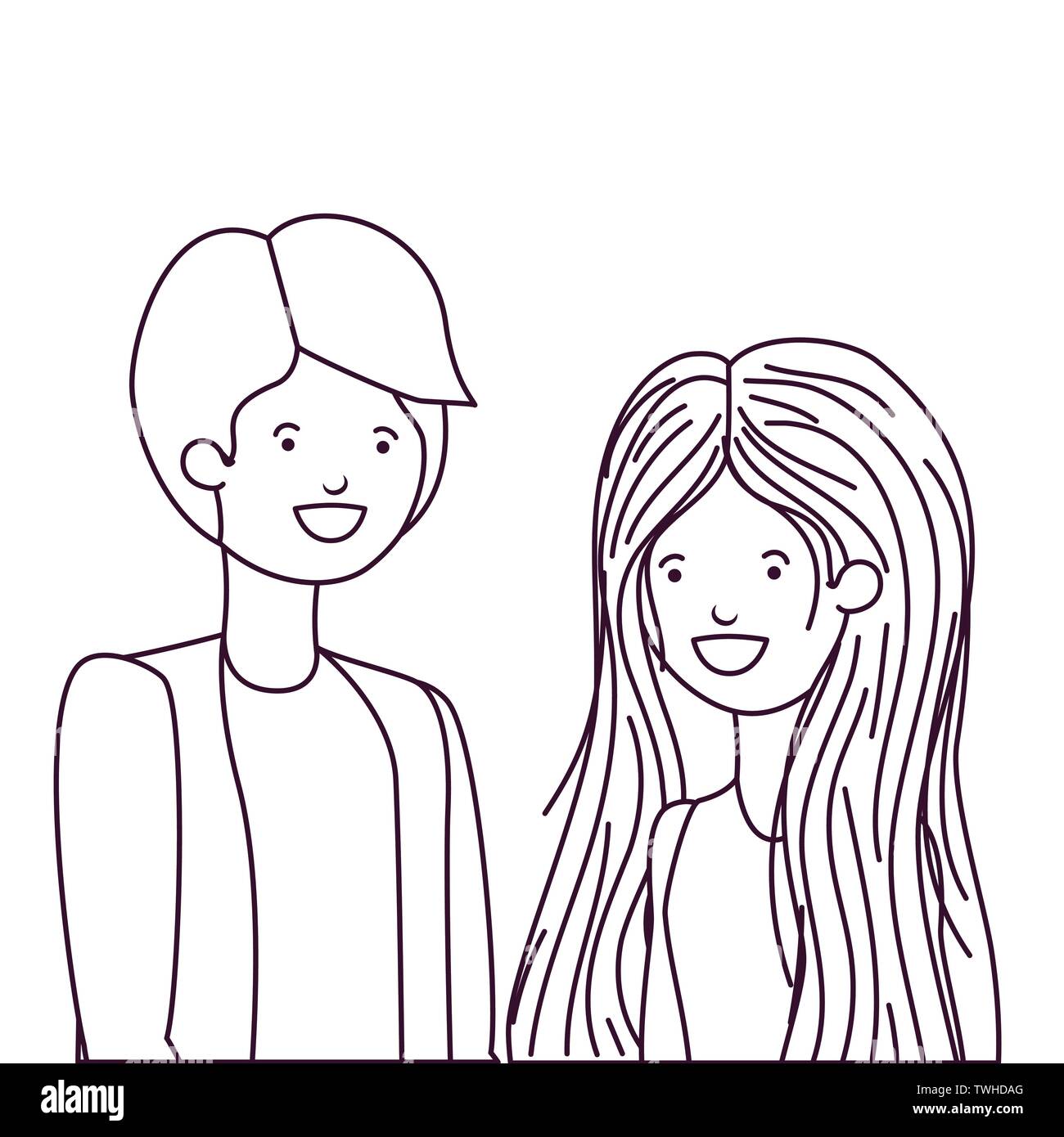 silhouette of young couple in white background Stock Vector Image & Art ...