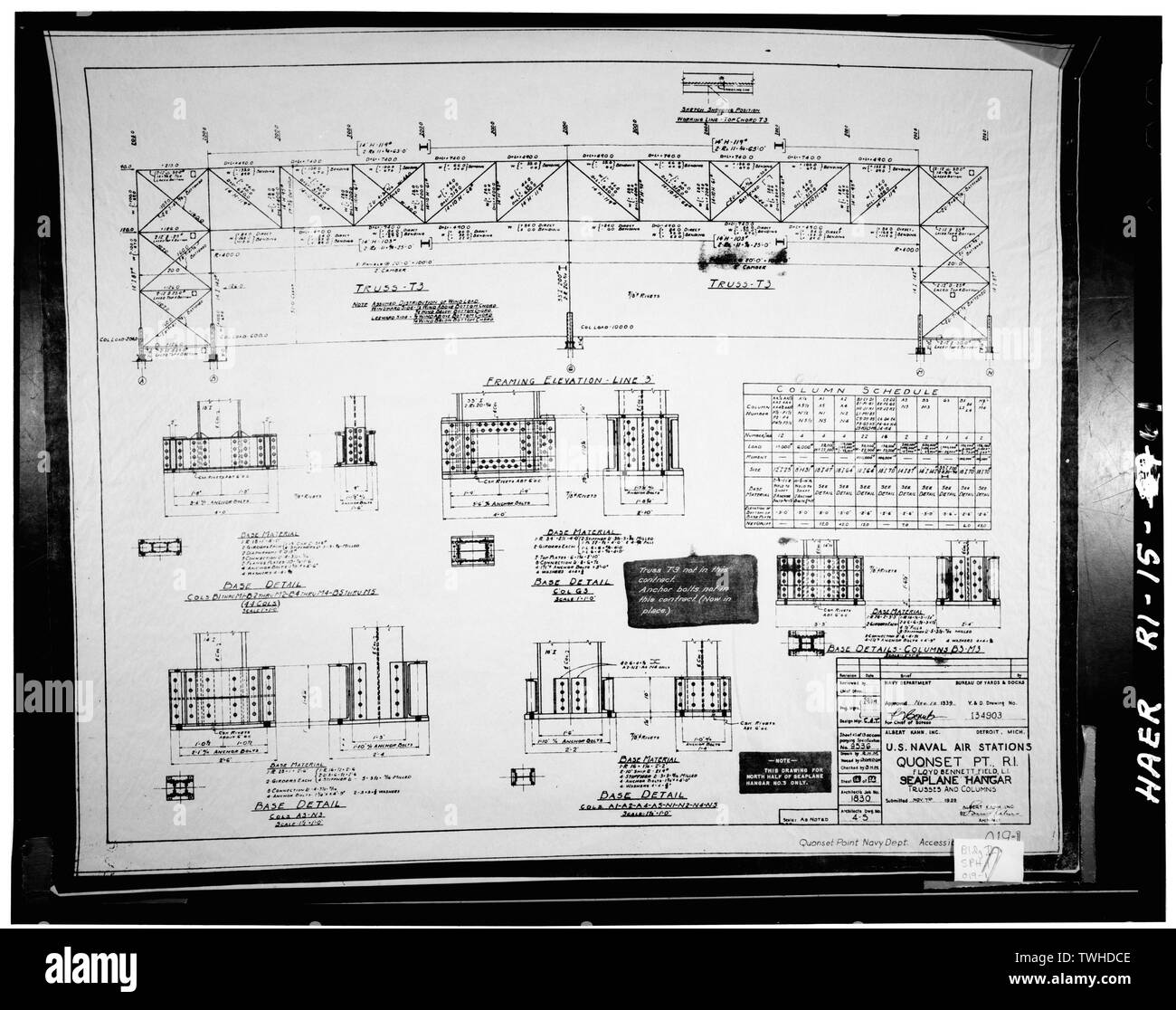 SEAPLANE HANGAR (BLDG. 2), TRUSSES AND COLUMNS. ALBERT KAHN, INC
