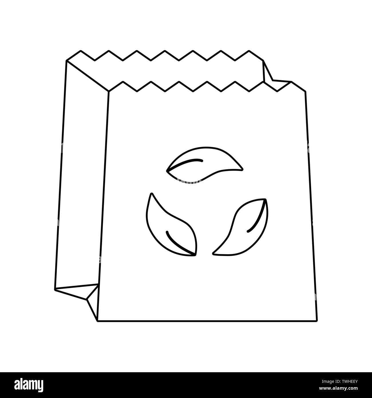 ecological paper bag with leafs vector illustration design Stock Vector