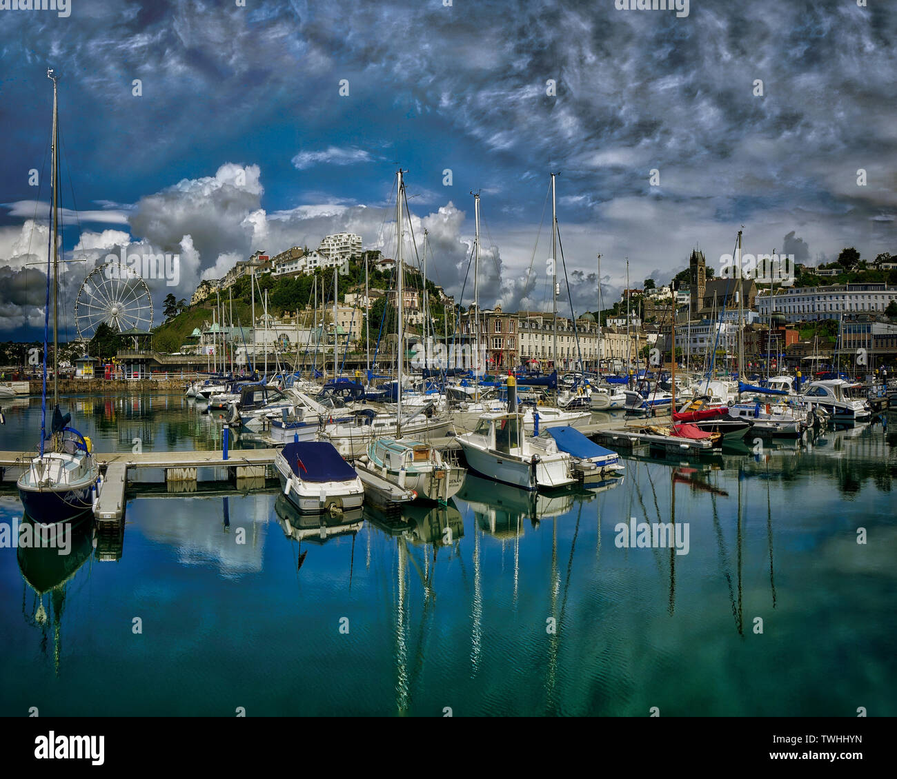 GB - DEVON: View of the Inner Harbour and Town at Torquay  (HDR-Image) Stock Photo