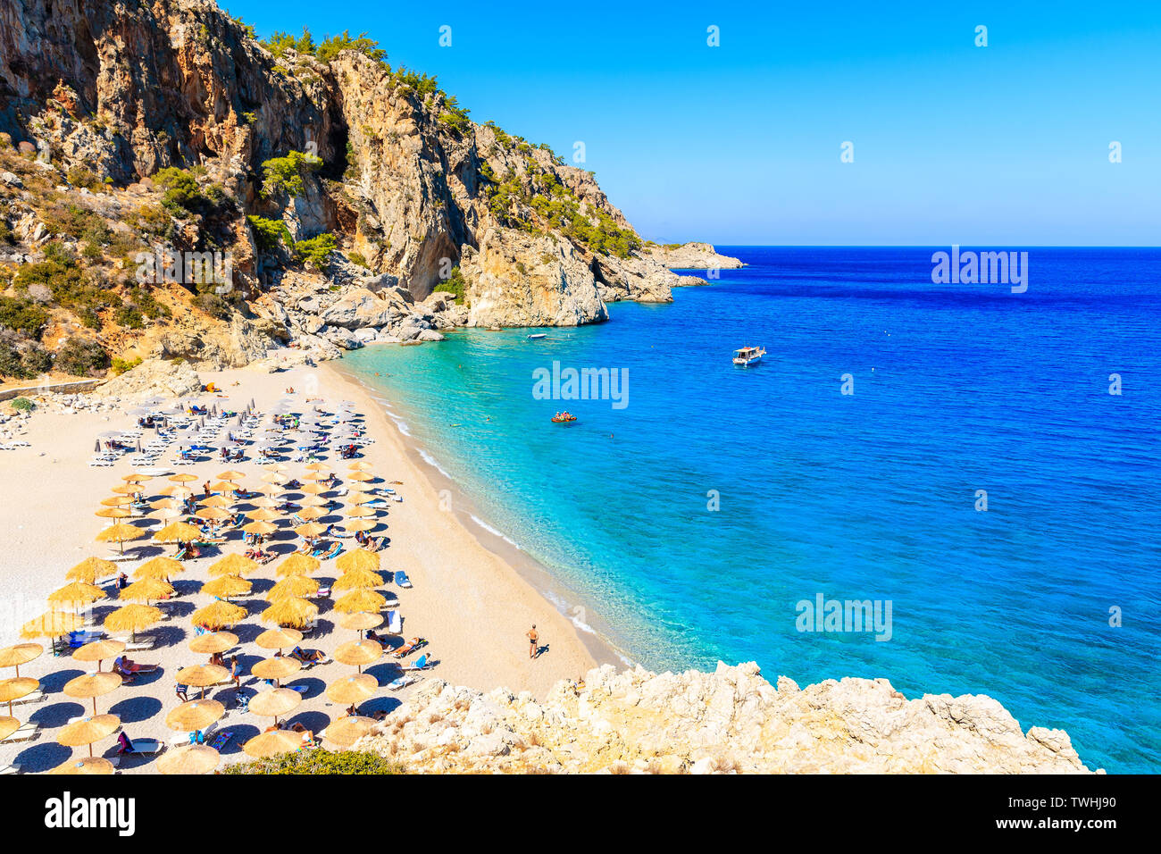 View of Kyra Pynagia beach, Karpathos island, Greece Stock Photo
