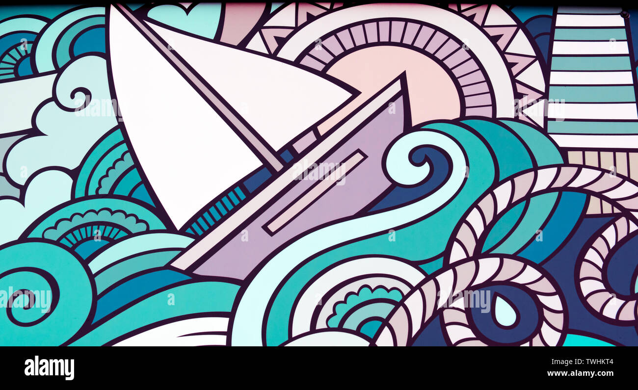 Abstract Nautical Graphics Abstract nautical wall art - minimalist graffiti Stock Photo - Alamy